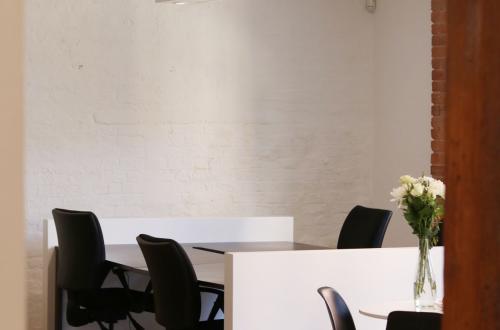 Desks in shared creative and friendly architecture studio, London