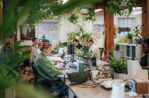Desk in an old warehouse office in Borough, London